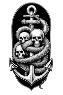leviathan wrapped around an anchor with skulls intertwined tattoo design idea