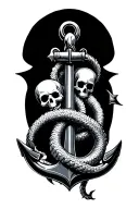 leviathan wrapped around an anchor with skulls intertwined tattoo design idea
