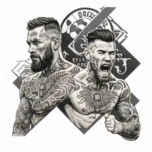 connor mcgregor, jon jones, cristiano ronaldo, lionel messi, sergio ramos tattoo design idea