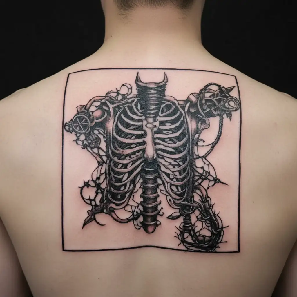 Barbwire Rib Cage tattoo design idea