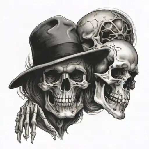 skeleton slow dance tattoo design idea