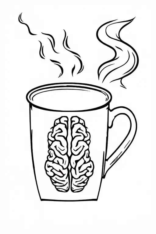 “Forge of the Mind”A coffee mug shaped like a hammer or anvil, with steam forming a brain made of iron.Sparks flying tattoo design idea
