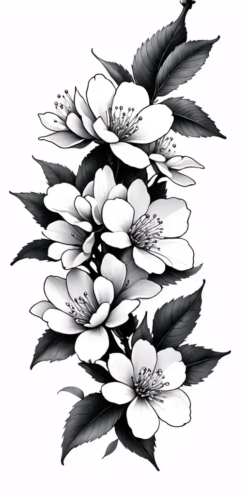 cherry blossom flowers tattoo design idea