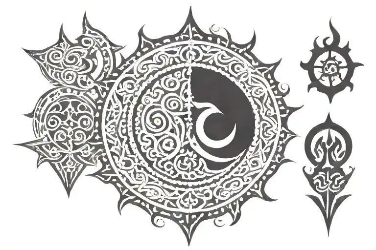 trishul and damru tattoo design idea