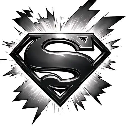 superman sign zeus lightning bolt coming tattoo design idea