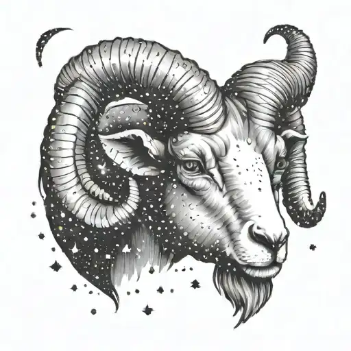 Incorporate a constellation of stars in the shape of a ram (Aries zodiac symbol) with money raining down around it tattoo design idea