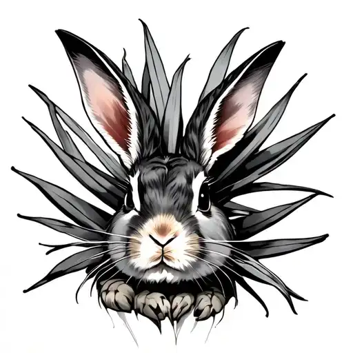 Maguey with pulque rabbit tattoo design idea