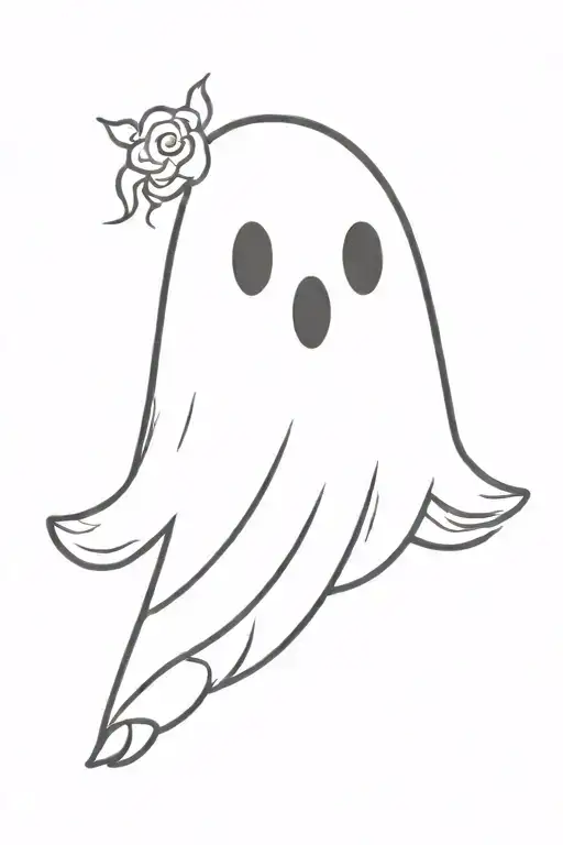 cute ghost holding tattoo design idea