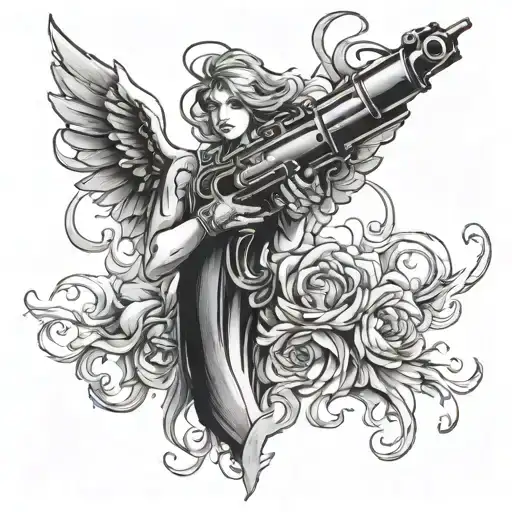 blunt angel gun smoke forming the shape tattoo design idea