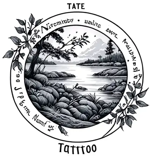 circle, nature, and name Tate tattoo design idea