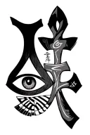 'love' gaara love kanji with egyptian eye and egyptian ankh tattoo design idea