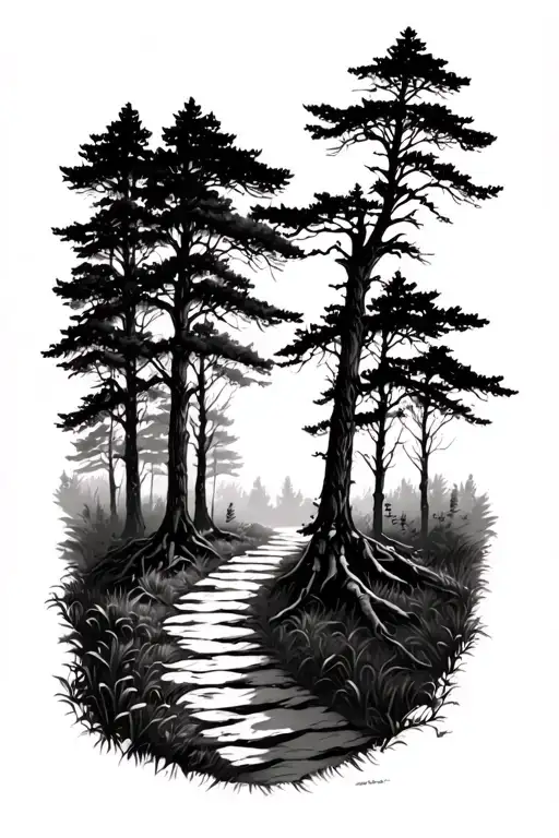 forest Pathway tattoo design idea