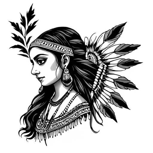 music indian girl tattoo design idea