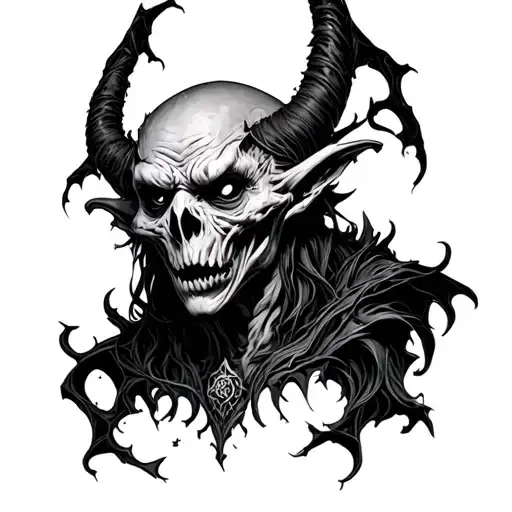 spooky gothic demon  tattoo design idea