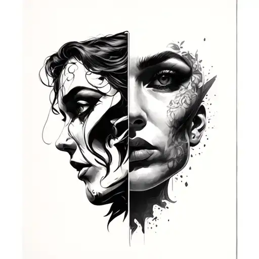 Two Faces – Guilt and Redemption 2 tattoo tattoo design idea