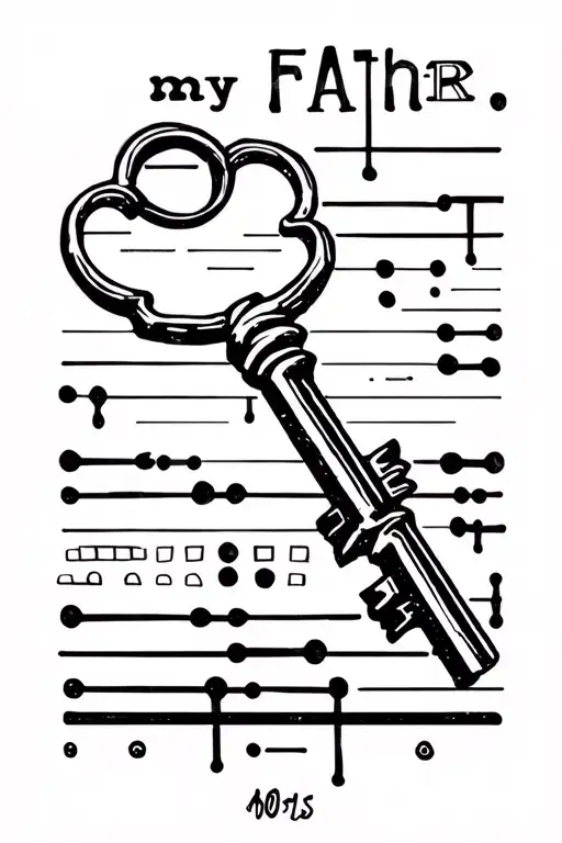 key and its shaft 'my father ' in a morse code tattoo design idea