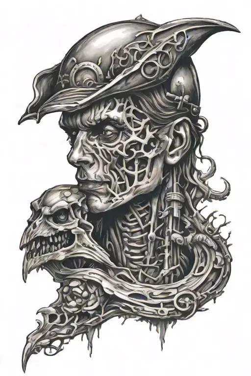 dark mysterious psychopath tattoo design idea