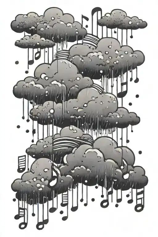 rain clouds with music notes  tattoo design idea