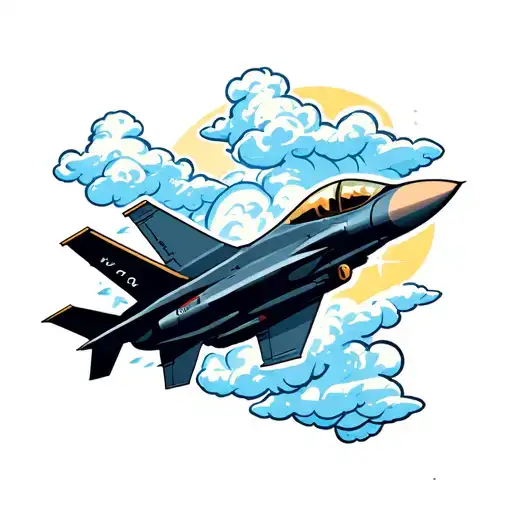 clouds forming, fighter jet, nimbus cloud tattoo design idea
