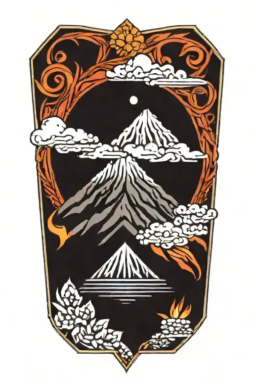 mandala-like volcano marking the spring equinox tattoo design idea