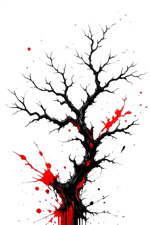 poison tree with no leaf's with rosse's in the bothom with a dear tattoo design idea