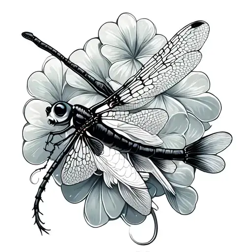 4 leaf clover dragonfly and koi fish tattoo design idea
