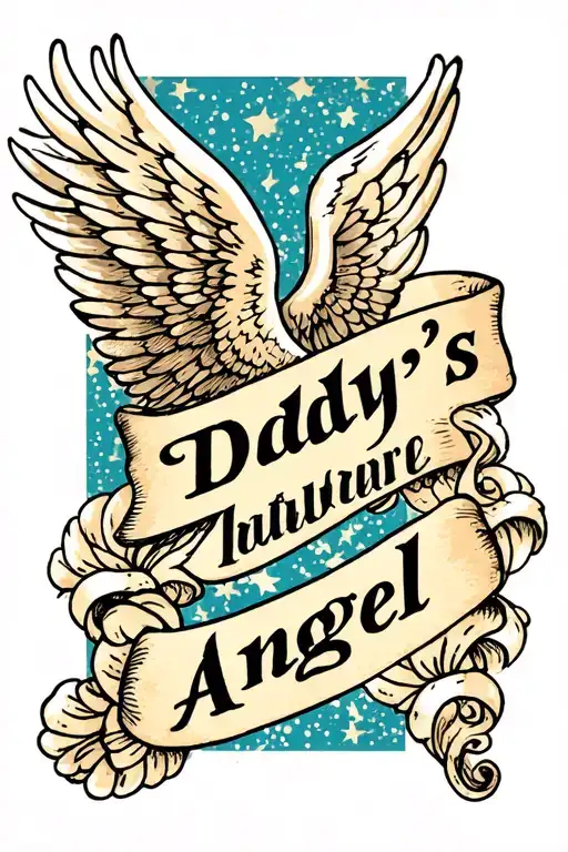 "Daddy’s Angel" wings spread tattoo design idea