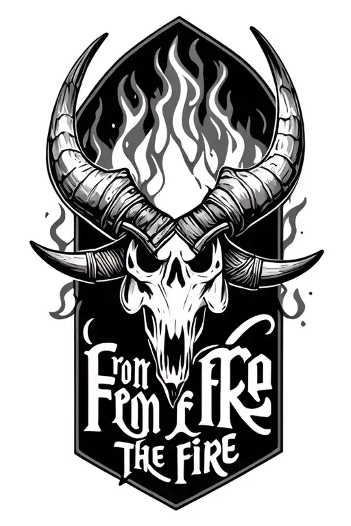 "From the fire" Minnesota Viking horn tattoo design idea