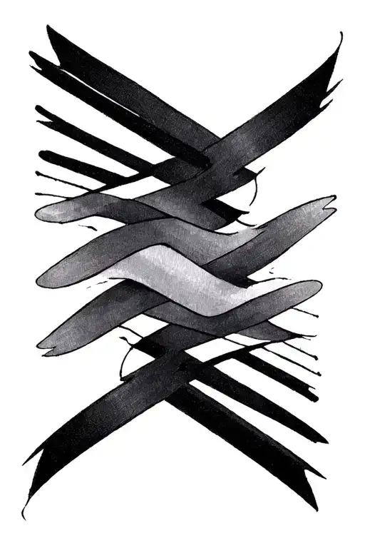 an existing tattoo of 2 bold parallel lines that are 2 inches apart run vertically from the base of the head down to the tattoo design idea