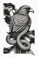snake wrapping a crow tattoo design idea