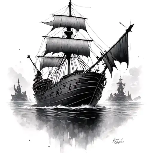 Sunken Ship tattoo design idea