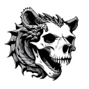 bear skull and dragon wrapped tattoo design idea