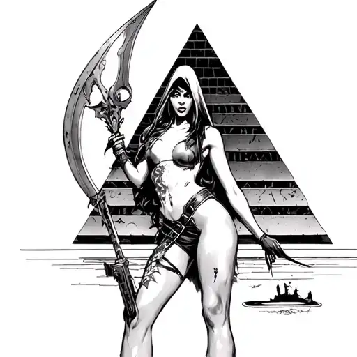 nemesis, pyramid head, Jill valentine as a pinup girl tattoo design idea
