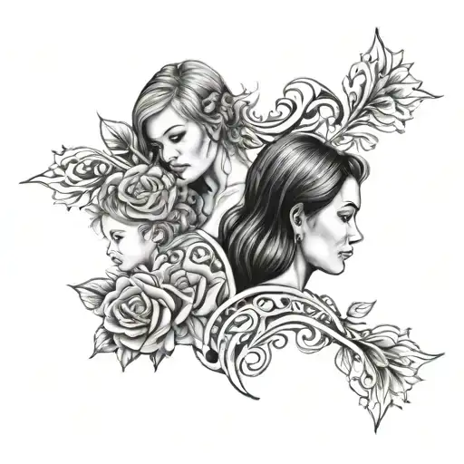 bond mother daughter grandchildren tattoo design idea
