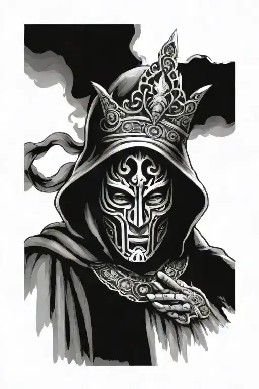 king baldwin iv chicano style showing strength and courage with his famous mask on tattoo design idea