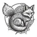 cute two tailed fox tattoo design idea