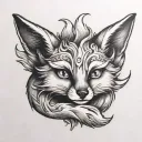 cute two tailed fox tattoo design idea