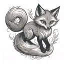 cute two tailed fox tattoo design idea