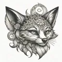 cute two tailed fox tattoo design idea