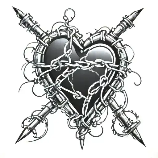 Barb wire heart shape tattoo design idea