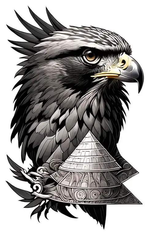 hawk and piramid head silent tattoo design idea