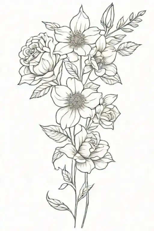 spine tattoo with roses Lillie's poppies and daffodils  tattoo design idea