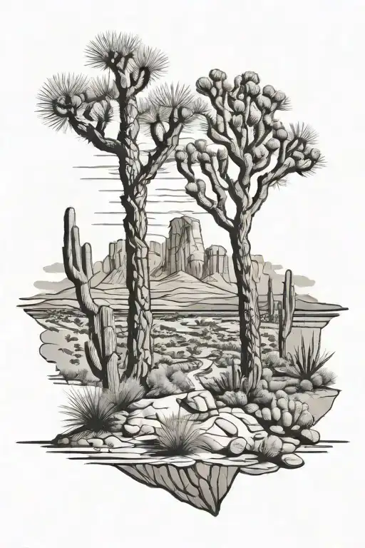 Arizona desert landscape tattoo design idea