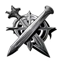 crusader sword with Jerusalem cross embedded in the hilt tattoo design idea