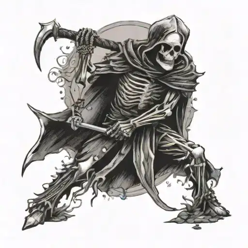 skeleton executioner with executioner's ax tattoo design idea