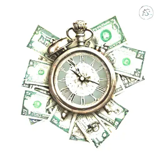 money and time tattoo design idea
