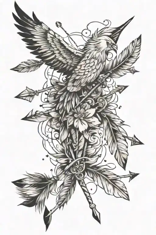 arrows and feathers transforming tattoo design idea