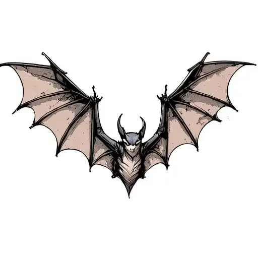 bat spread wings faded, ghotic style tattoo design idea