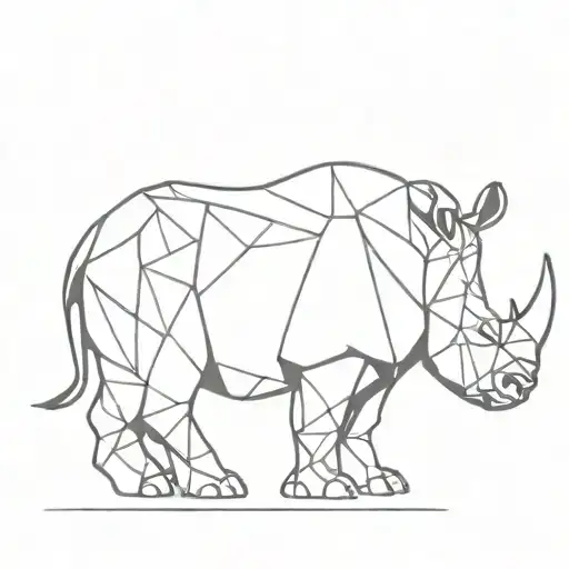 a side view of a geometric rhino tattoo design idea