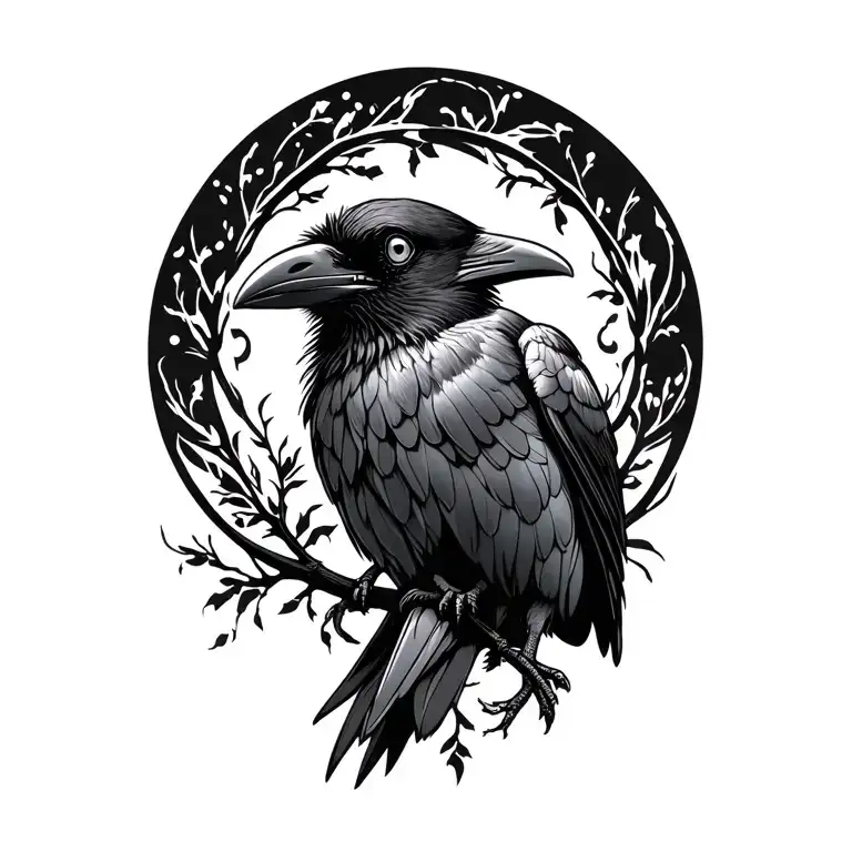 raven dainty tattoo design idea